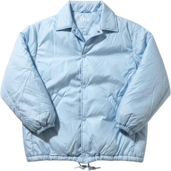 TNA Jackets & Blazers - Tna Aritzia Baby Blue Grid Ripstop Insulated Coaches Jacket Womens XS 101125
